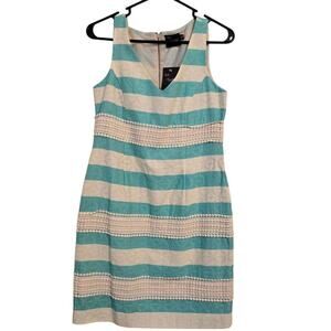 Just Taylor Turquoise Cream Sleeveless Dress Women’s Size 2 Lined